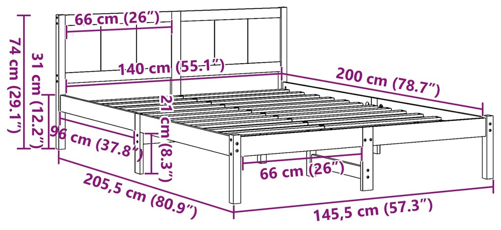 Estrutura de Cama Castanha Encerada Castanha Encerada
