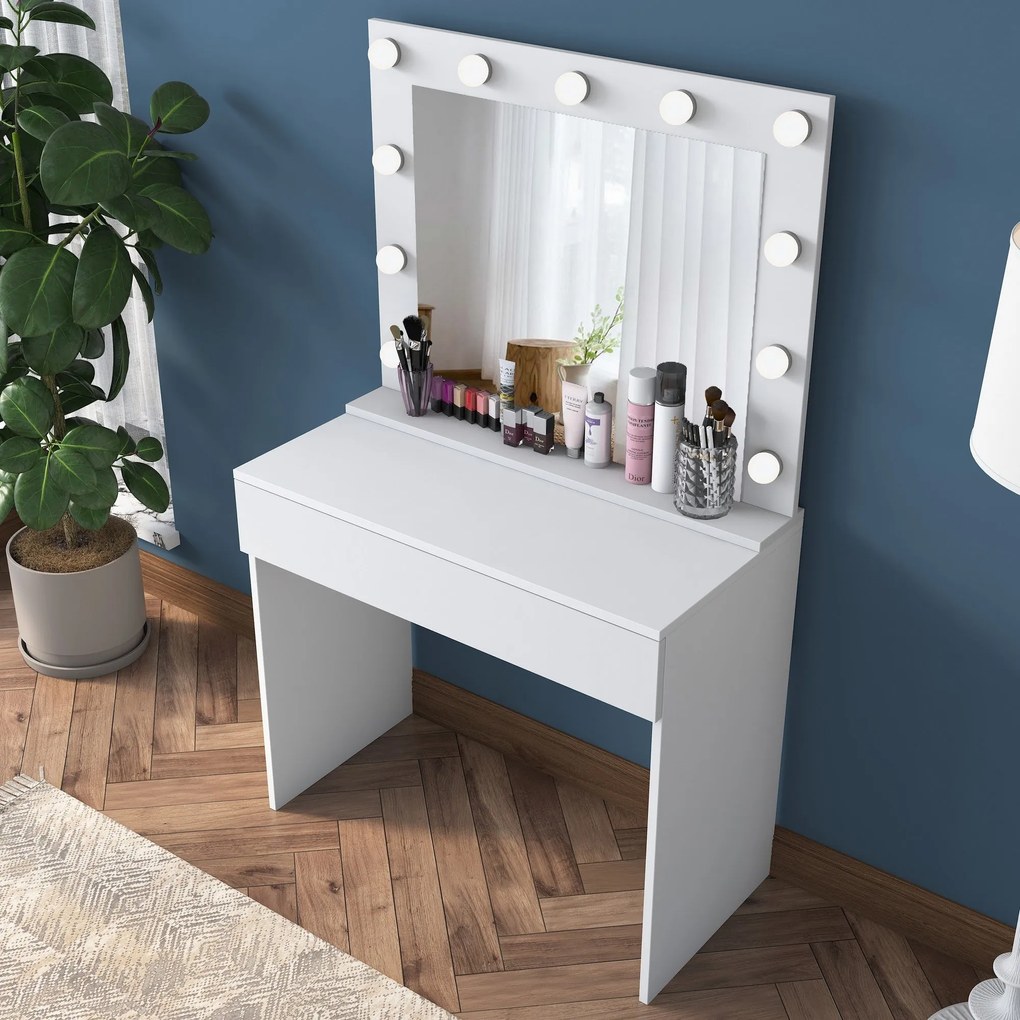 Mesa de Maquilhagem BJ120 – Branco – 90 cm x 76,8 cm x 45 cm