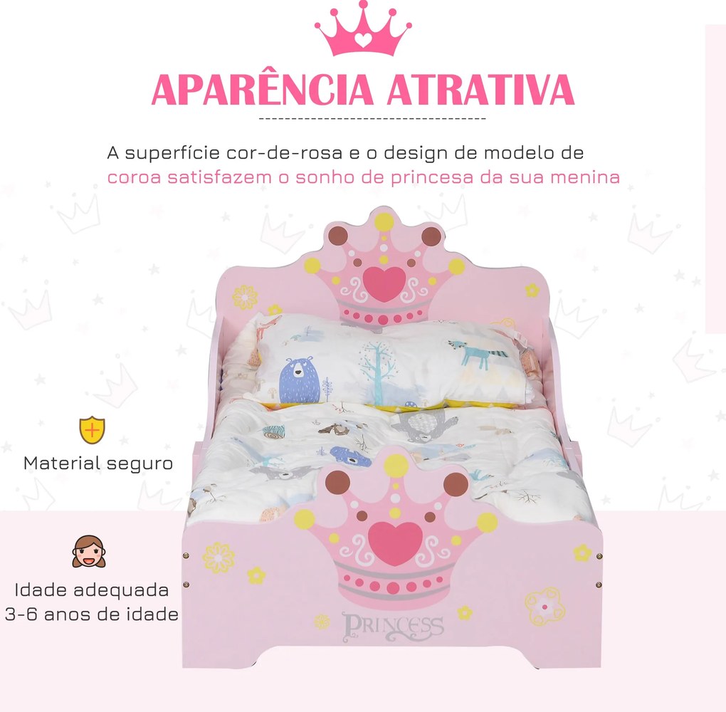 Cama de Criança +3 anos 143x73x60 cm Cama de Criança em Madeira com Es