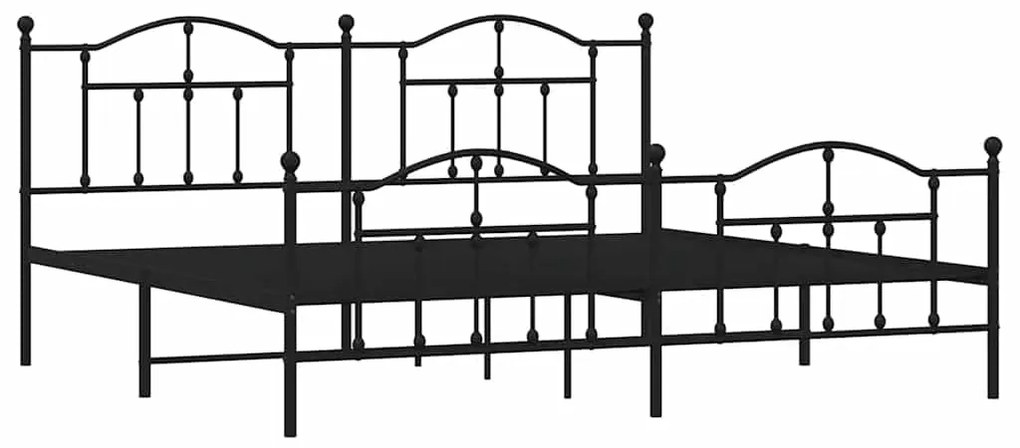 Estrutura de cama com cabeceira e pés 193x203 cm metal preto
