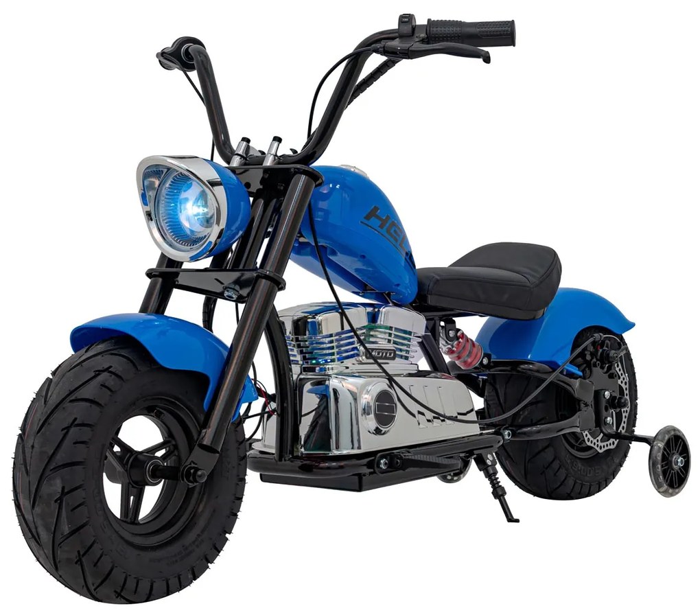 Mota elétrica para Crianças 350 W Chopper Warrior Rodas AR, Assento couro ecológico Azul