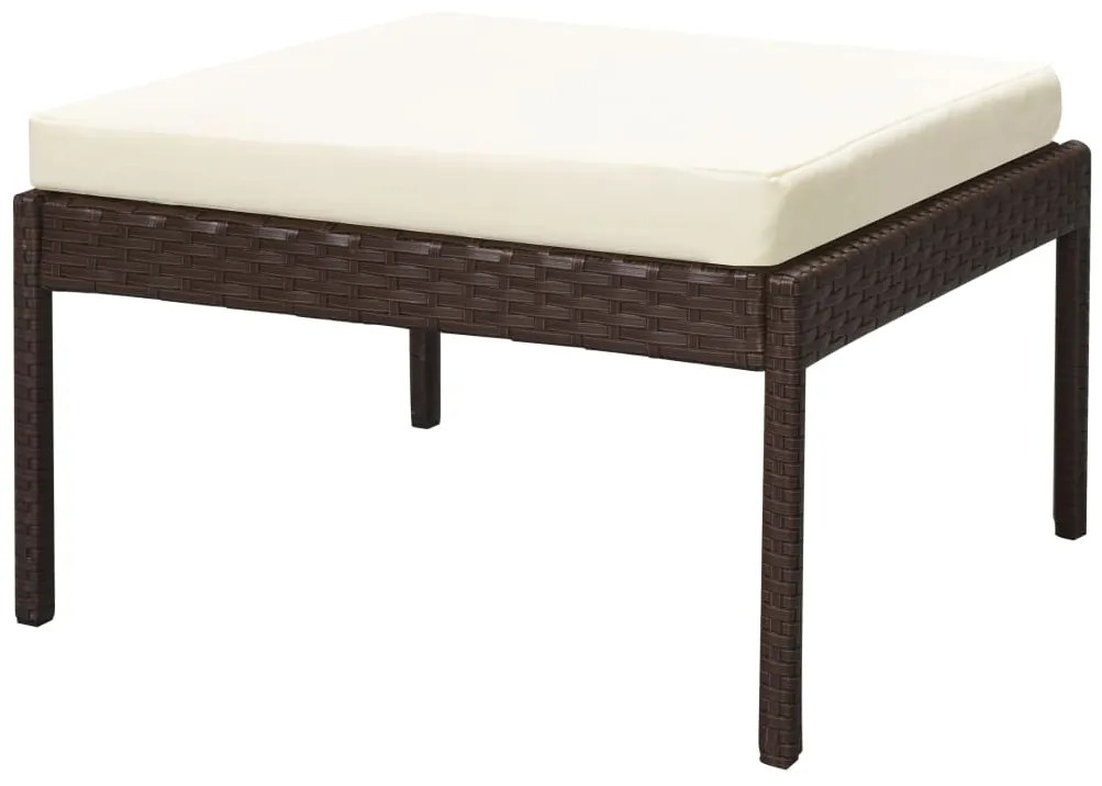 6 pcs conjunto lounge jardim c/ almofadões vime PE castanho