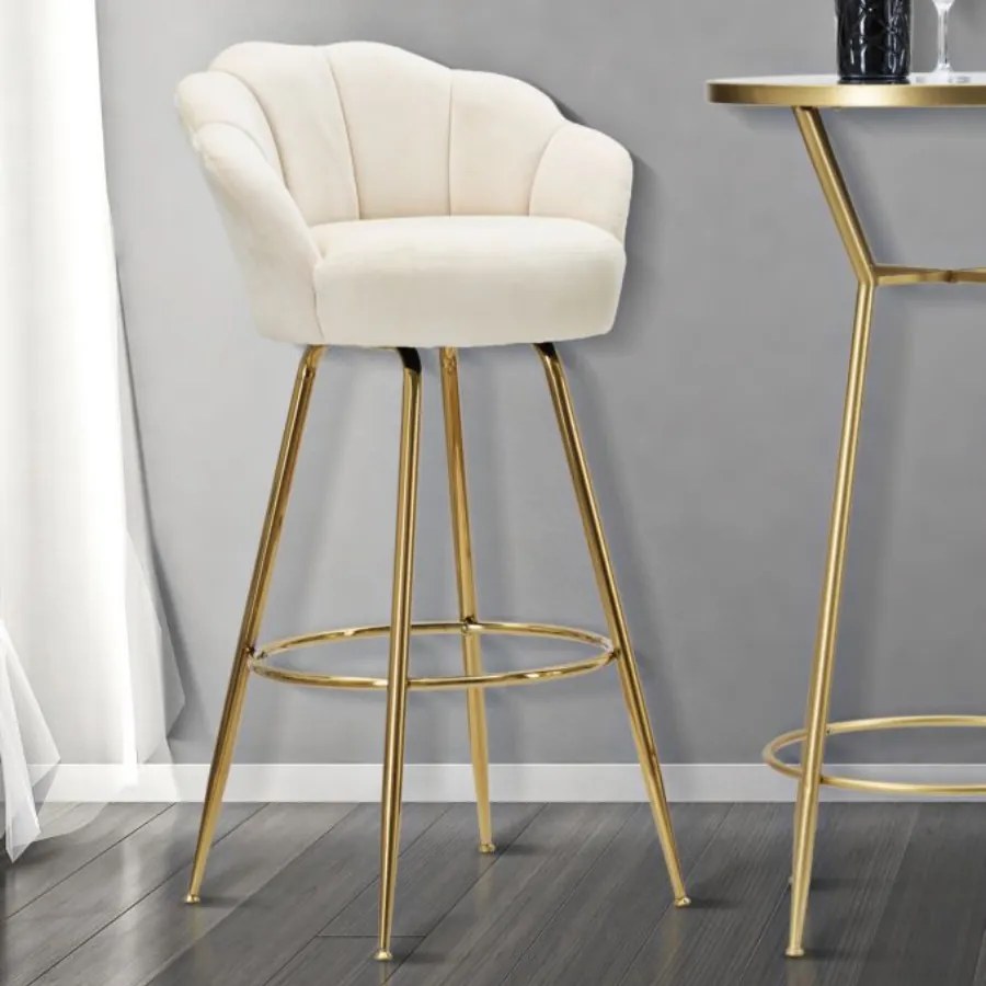 BANCO DE BAR VIENNA 55X53X110 CM CREME E DOURADO