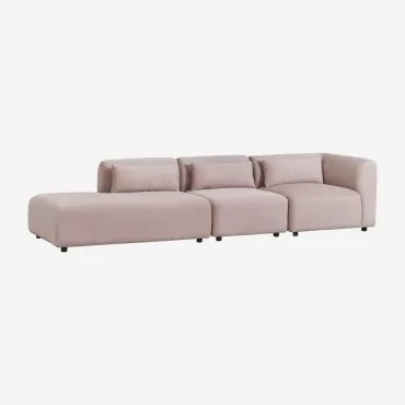 Sofá De Canto Modular Fogler De 3 Peças Com Chaise Longue Esquerda Bombazina Rosé - Sklum