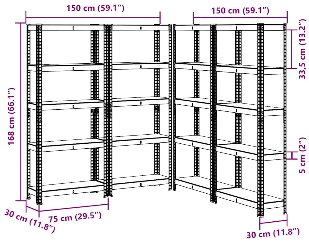 Prateleiras de armazenamento de 5 camadas 4 pcs aço prateado