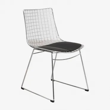 Pacote De 4 Cadeiras De Jantar Em Aço Renee Cromado & Couro Sintético Preto - Sklum