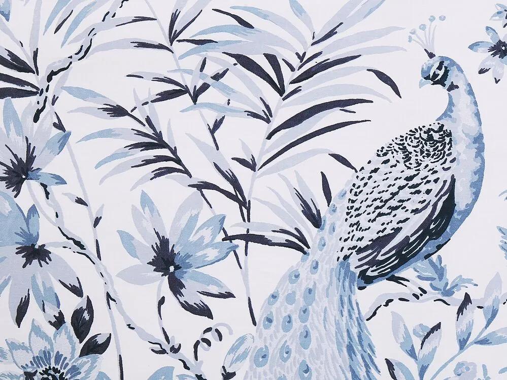 Conjunto de capa de edredão em algodão acetinado azul e branco 155 x 220 cm BALLARD Beliani