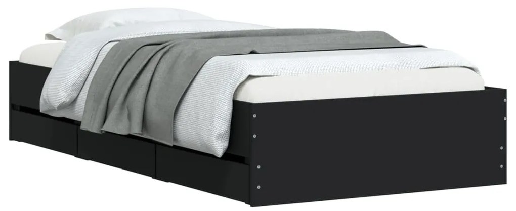 Estrutura cama c/ gavetas 90x190 cm derivados de madeira preto