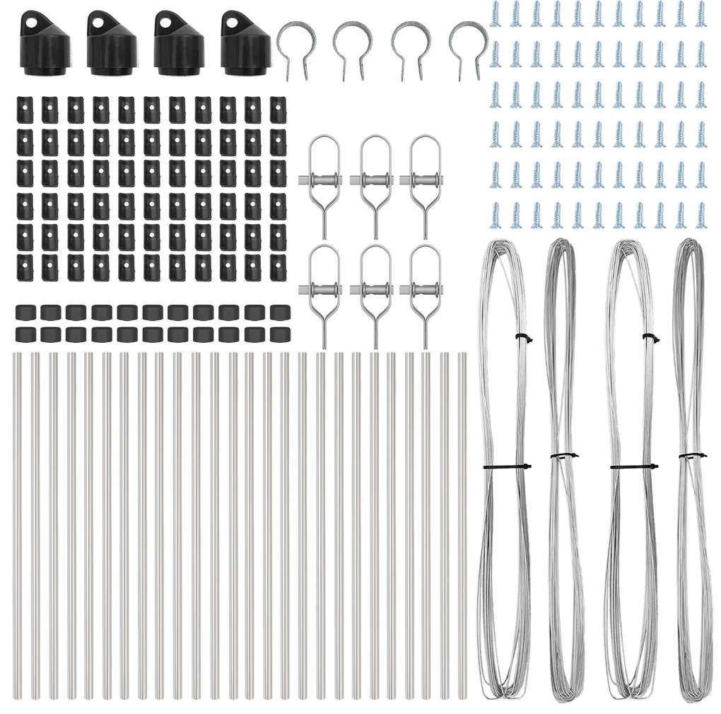 Postes de Cerca vidaXL 26 pcs Ø32 mm 120 cm Aço Galvanizado