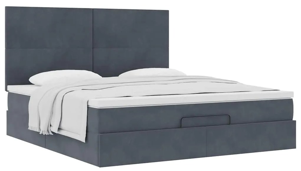 Estrutura cama otomana colchões 180x200 cm cinzento escuro