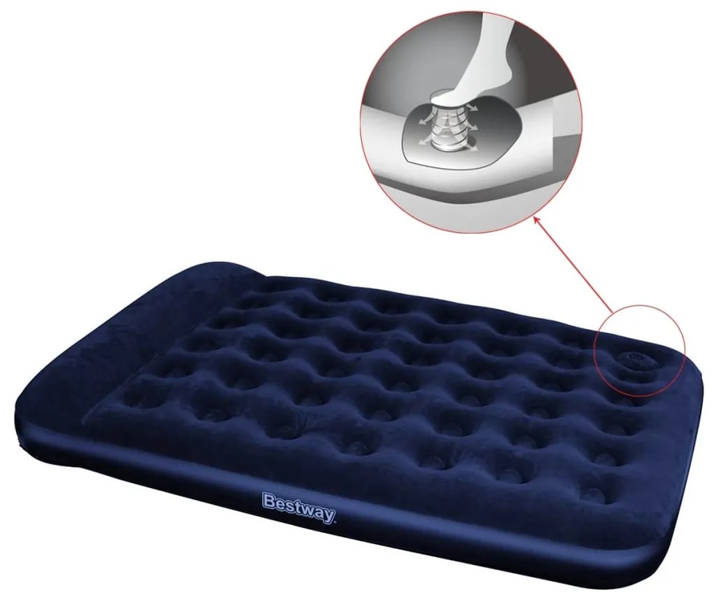 Bestway Colchão insuflável c/ bomba de pé embutida 203 x 152 x 28 cm