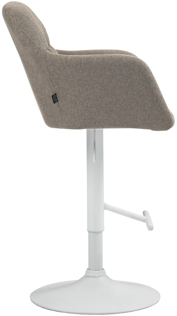 Banco de bar Natoma em tecido com estrutura branca 97-118 x 57 x 59 cm Castanho acinzentado