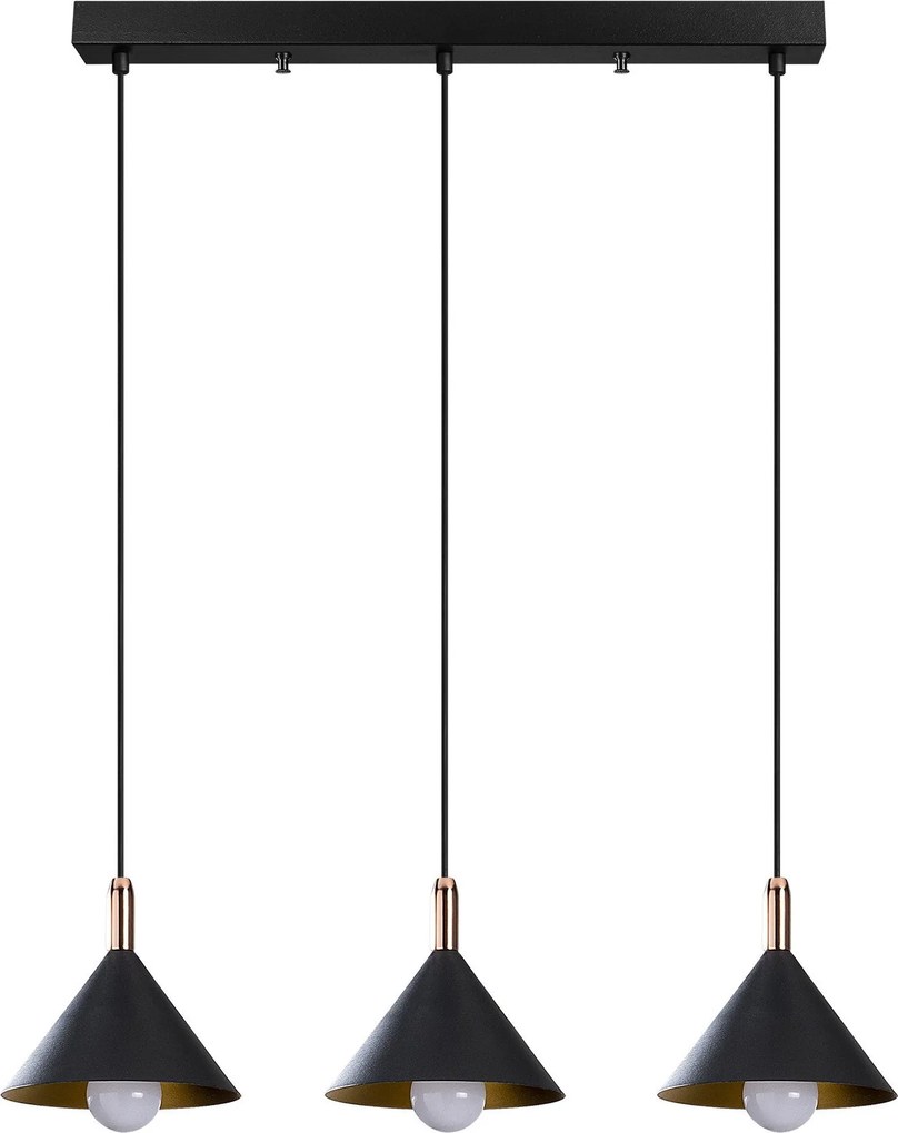 Chandelier Berceste – Preto – 37 cm Diâmetro, 122 cm Altura