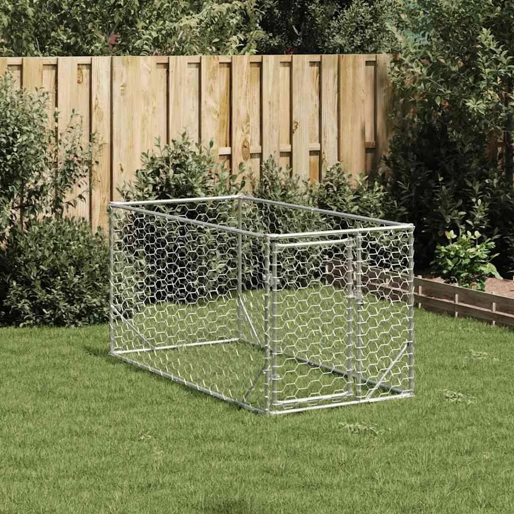 Canil exterior para cães com porta 2x1x1 m aço galvanizado