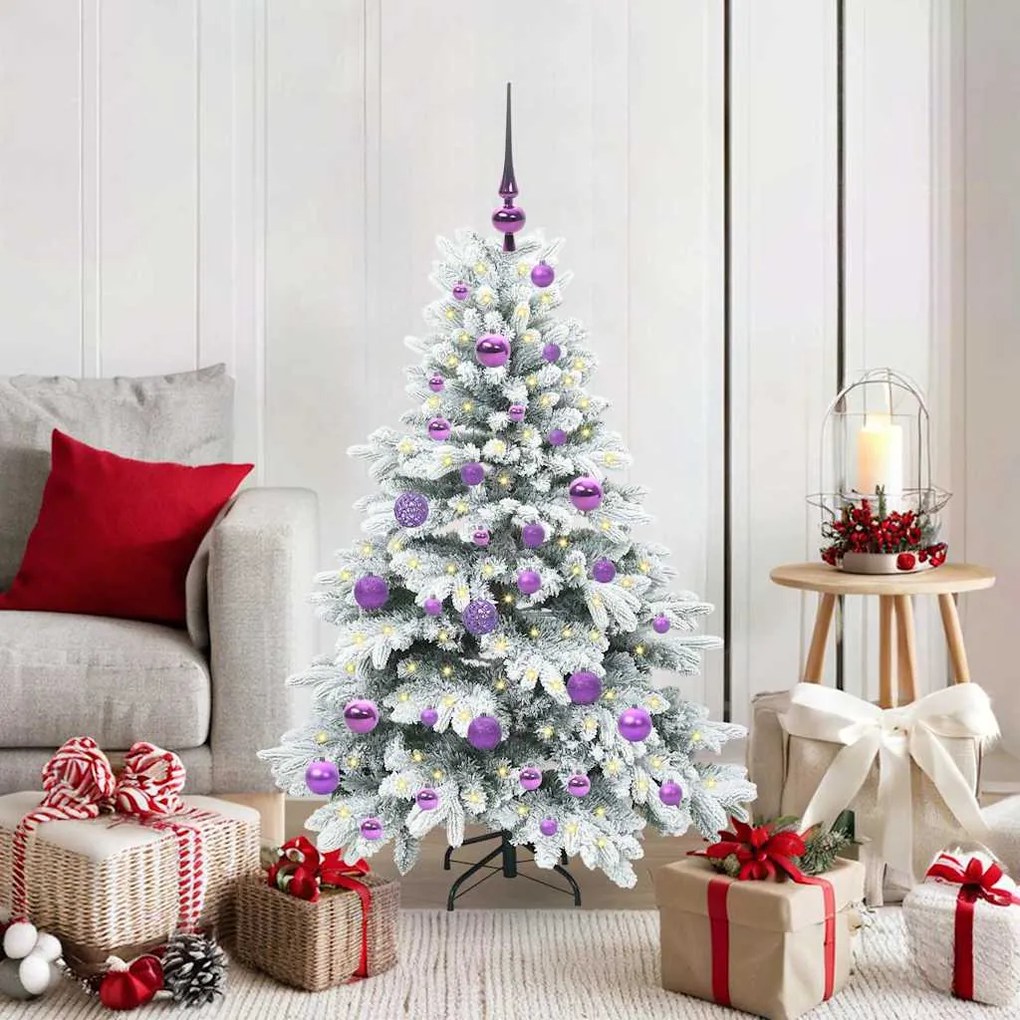 vidaXL Árvore de Natal Artificial com 150 LEDs Branco 120 cm PE e PVC