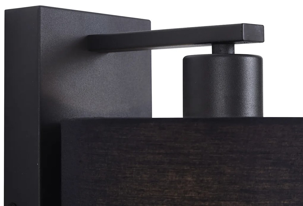 LED Candeeiro de parede moderno preto redondo com luz de leitura - Puglia Moderno