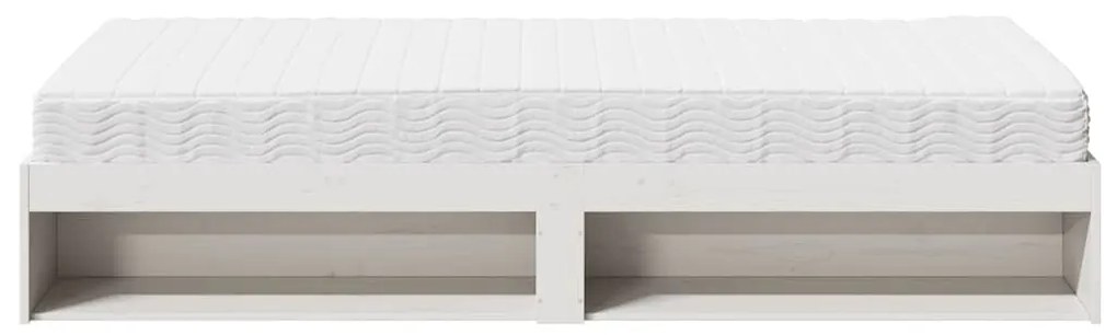 Sofá-cama com colchão 90x200 cm madeira de pinho maciça branco