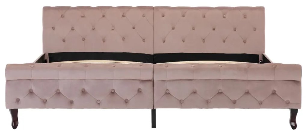 Estrutura de cama 200x200 cm veludo cor-de-rosa