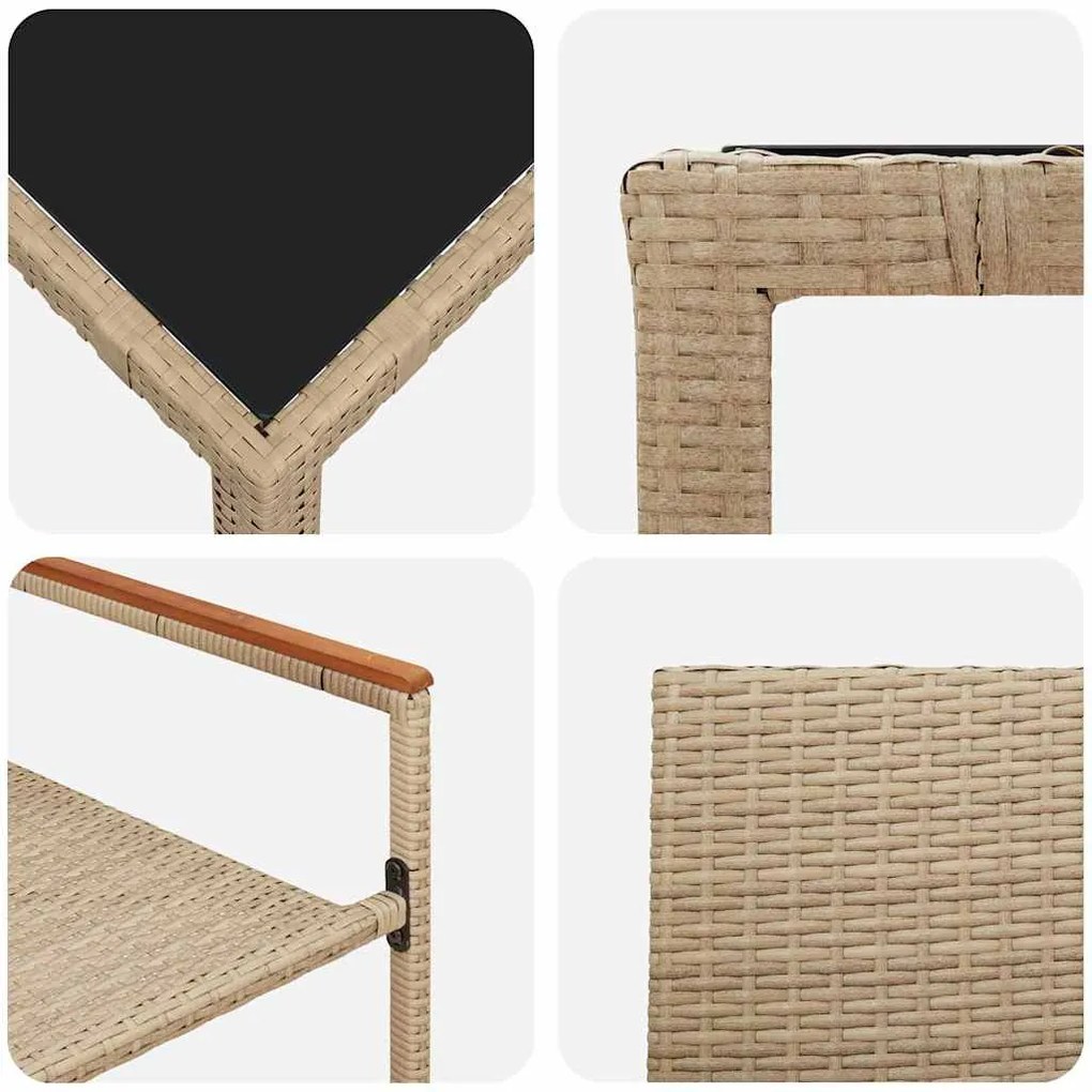 Conjunto de Jantar de Jardim com 9 Peças em Rattan Beige