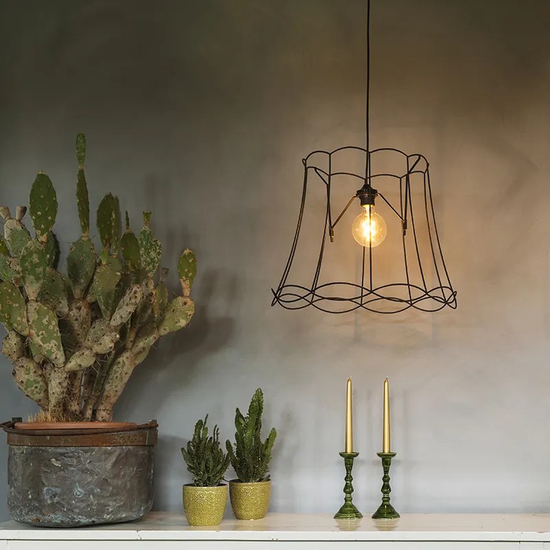 Candeeiro de suspensão retro preto 45 cm - Granny Frame