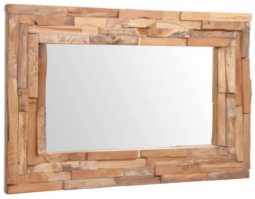 vidaXL Espelho decorativo em teca 90x60 cm retangular