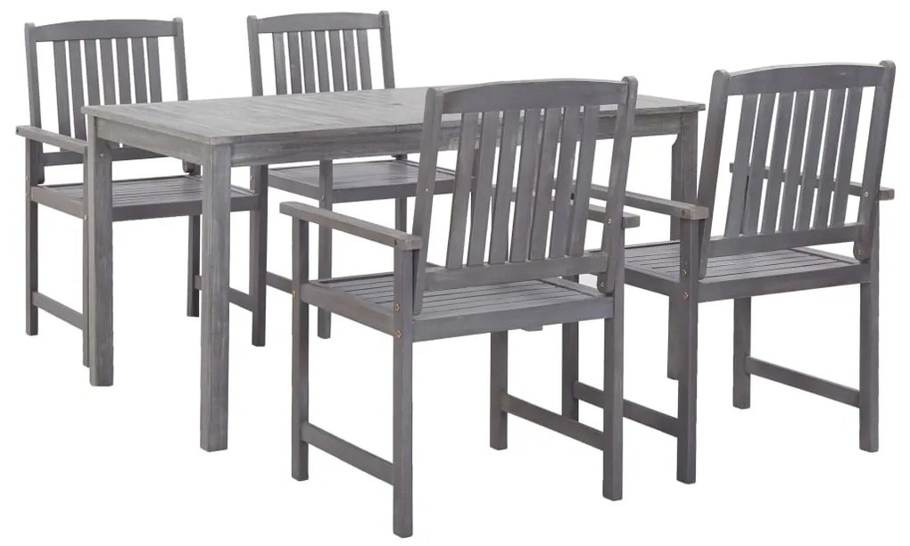 5 pcs conjunto de jantar para exterior acácia maciça cinzento