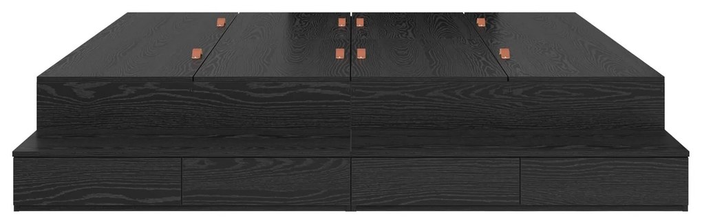 Estrutura de Cama Armazenamento Carvalho Preto 180x200 cm