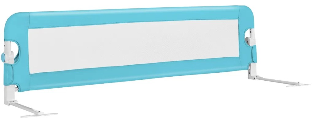 Barra proteção cama bebés Grade lateral dobrável de algodão com manga de tecido removível e lavável 150 x 40,5 x 42 cm Azul