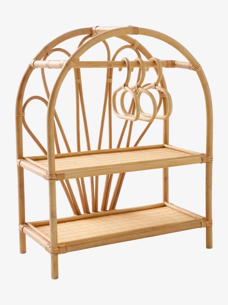 Roupeiro em rattan, para boneca bege