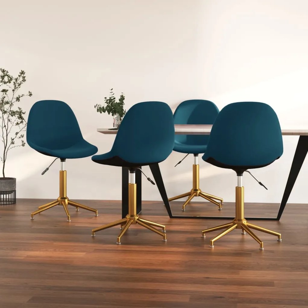 vidaXL Cadeiras de jantar giratórias 4 pcs veludo azul