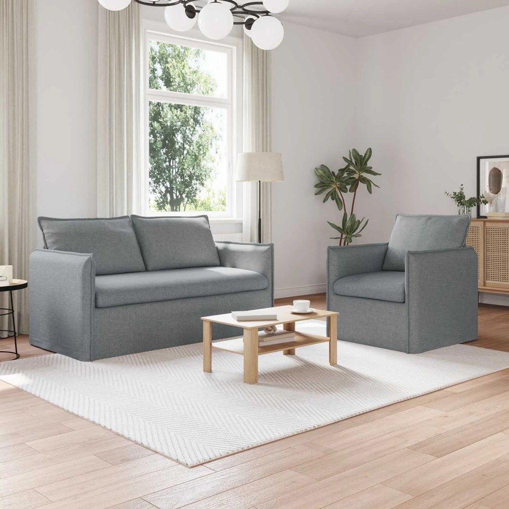 vidaXL Sofá 2 pcs Cinzento-claro