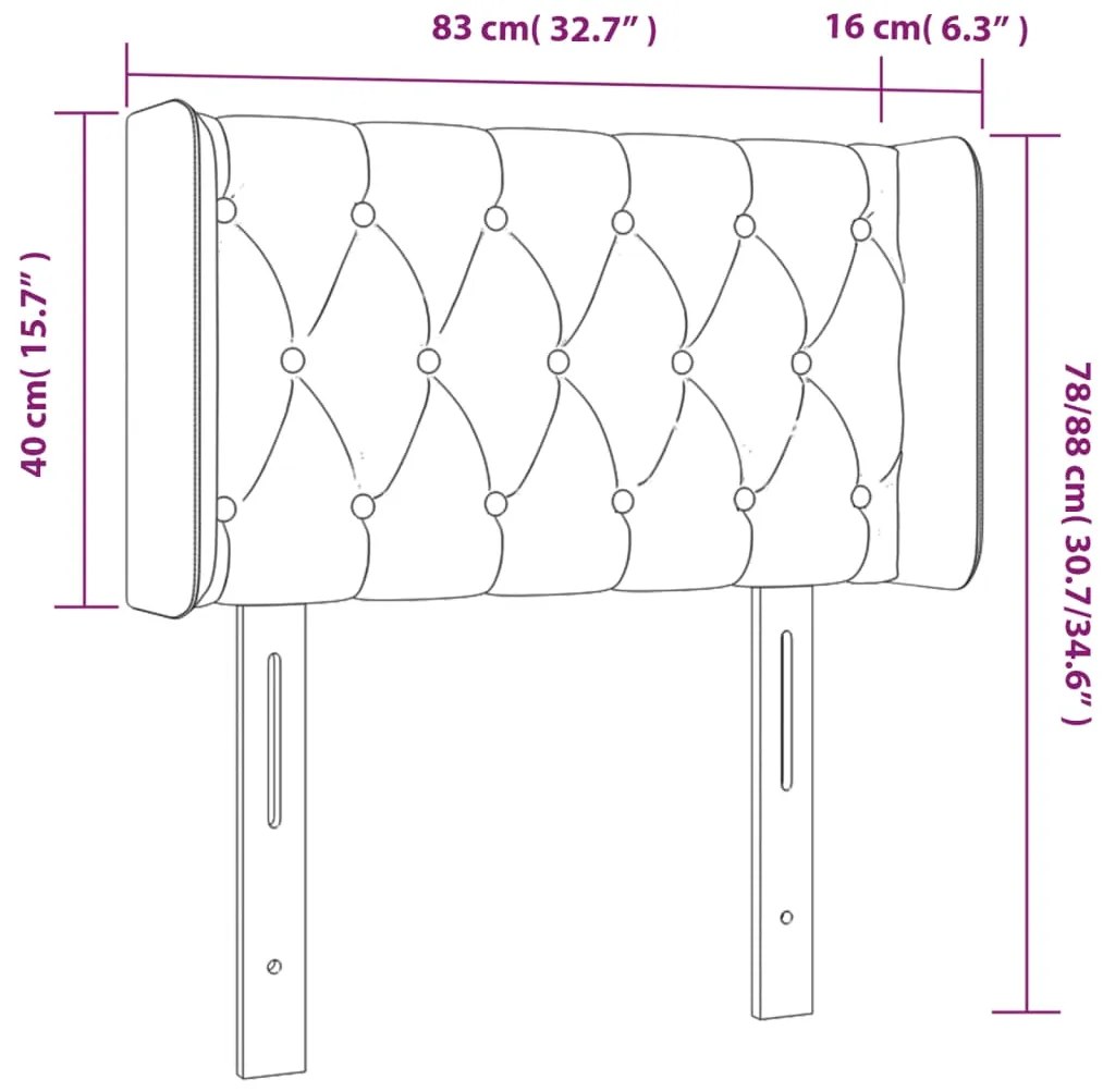 Cabeceira cama luzes LED tecido 83x16x78/88cm cinza-acastanhado