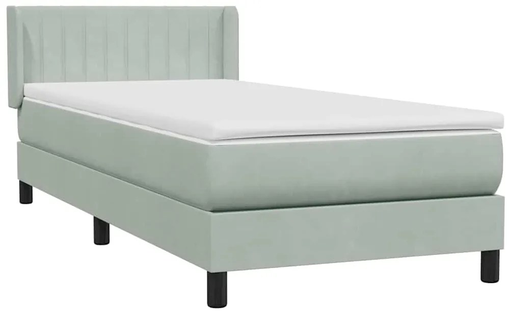 Cama com molas/colchão cinzento-claro 80x220 cm veludo