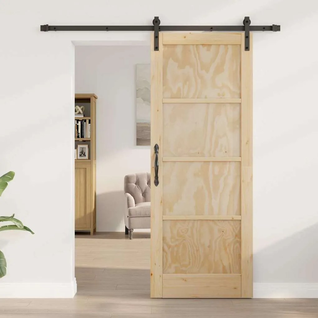 Porta Deslizante com Conjunto de Hardware 78x202 cm Madeira de Pinho M