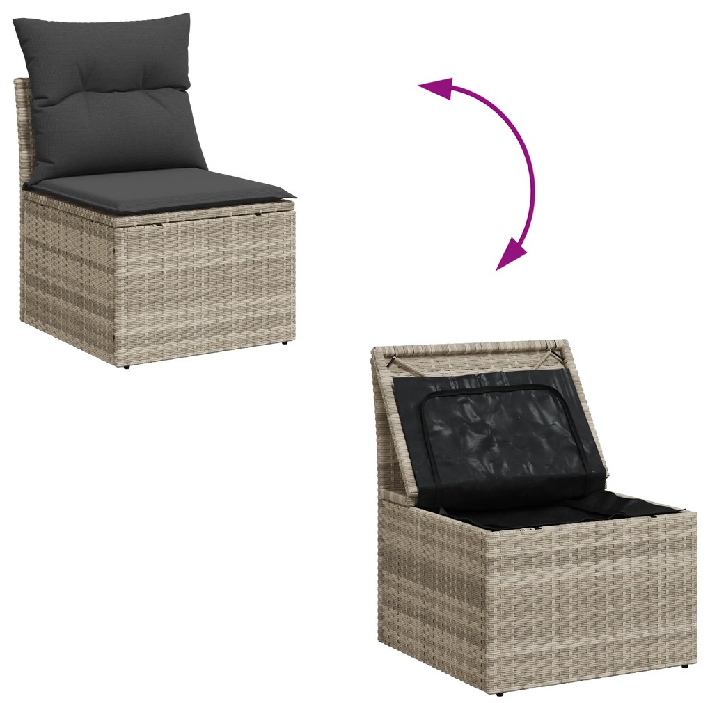 Conjunto de Sofás de Jardim 5 Peças com Almofadas Cinza Claro Rattan P