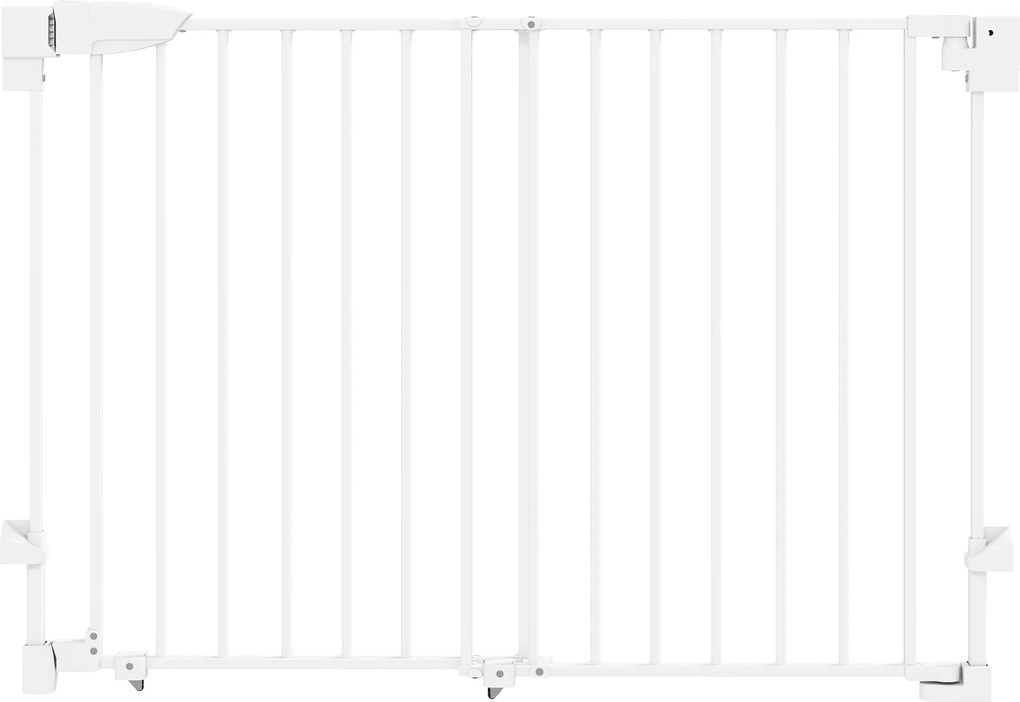 PawHut Barreira de Segurança para Cães 74,5-111,5 cm Porta com Fecho Automático Branco | Aosom Portugal