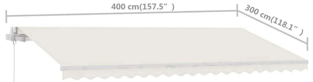 Toldo retrátil manual independente 400x300 cm cor creme