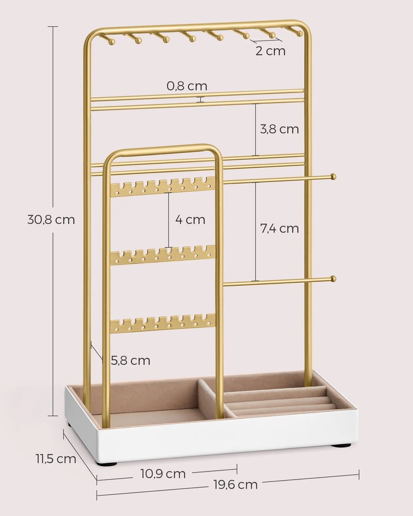 Suporte para jóias armação de metal 11,5 x 19,6 x 30,8 cm Dourado