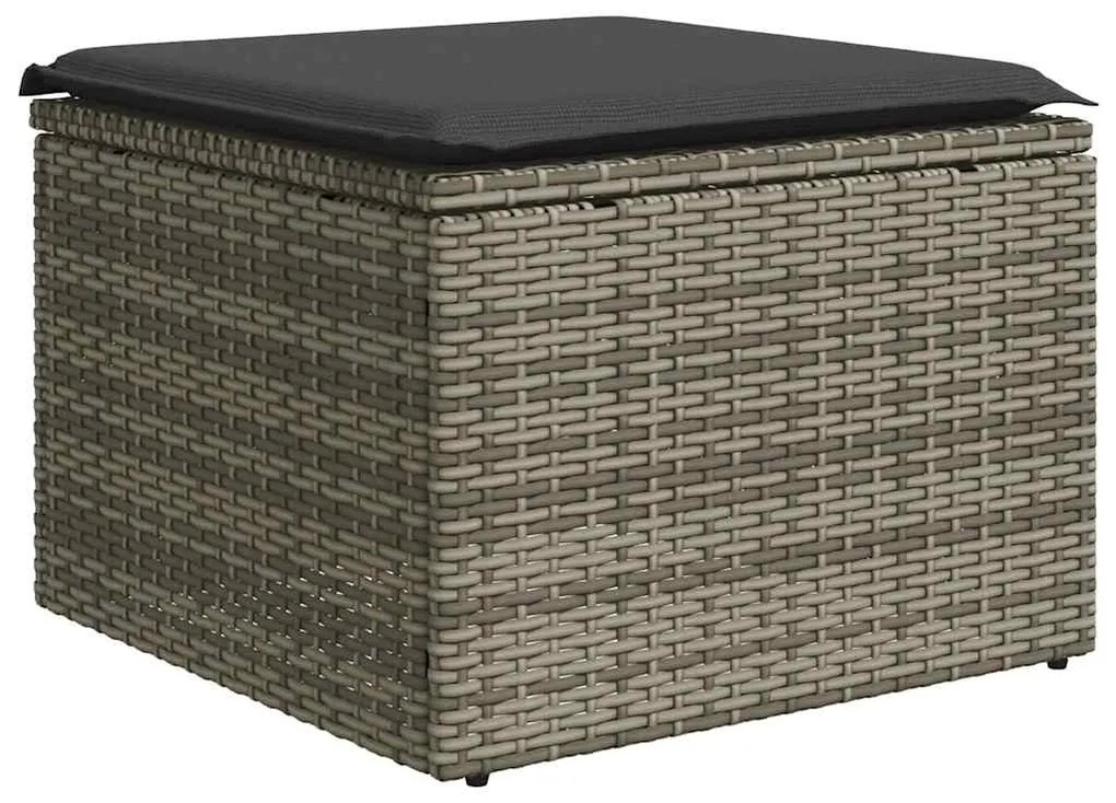 6 pcs conjunto sofás de jardim com almofadões vime cinzento