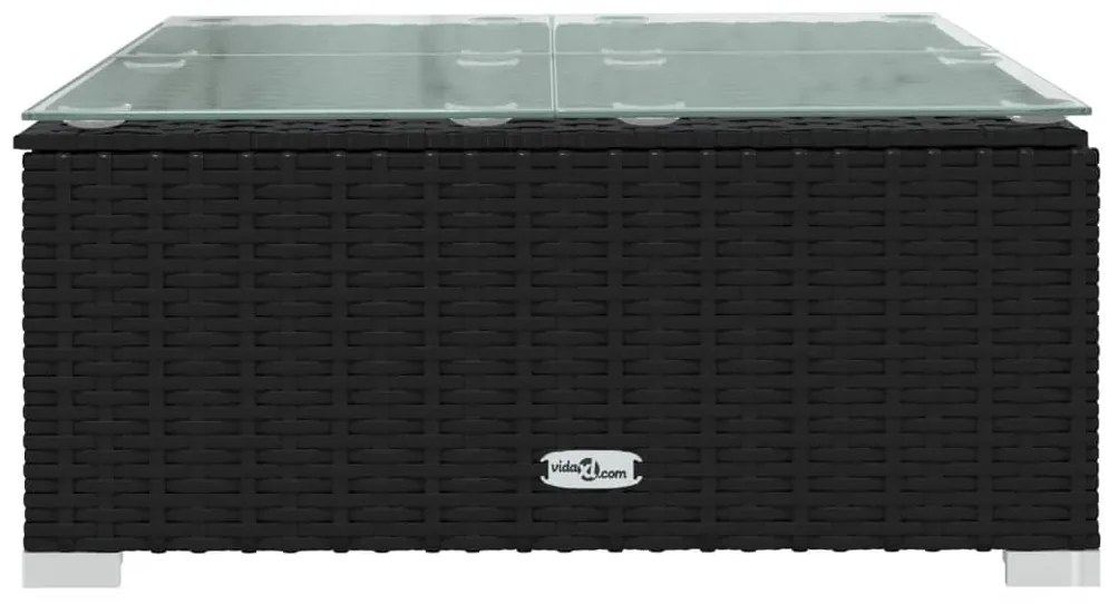 9 pcs conjunto lounge de jardim c/ almofadões vime PE preto