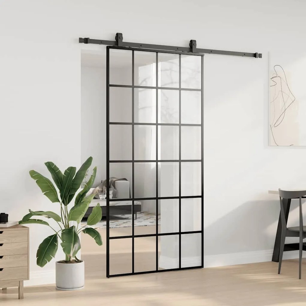Porta deslizante c/ conj ferragens 102x205cm vidro ESG preto