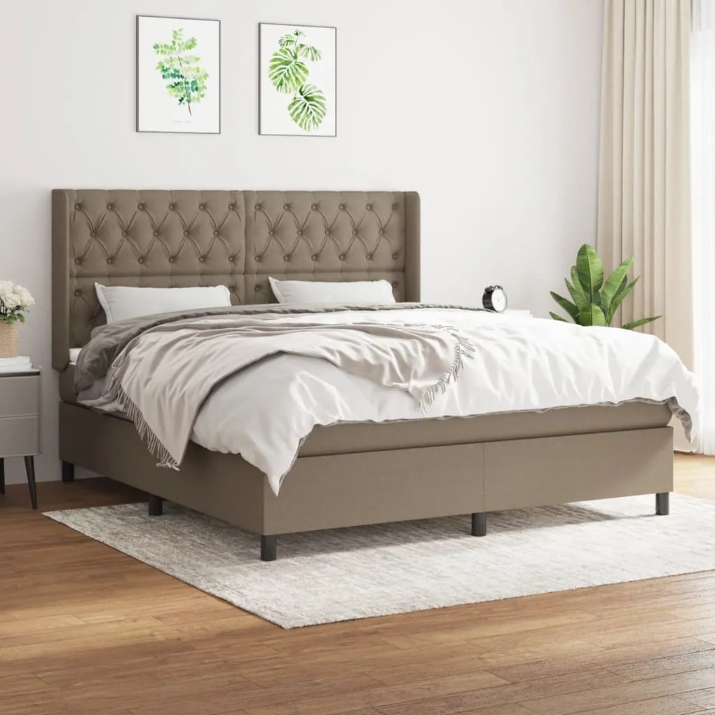 vidaXL Cama com molas/colchão 160x200 cm tecido castanho-acinzentado