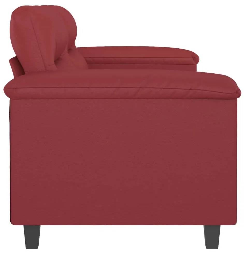 Sofá de 2 lugares 120 cm couro artificial vermelho tinto