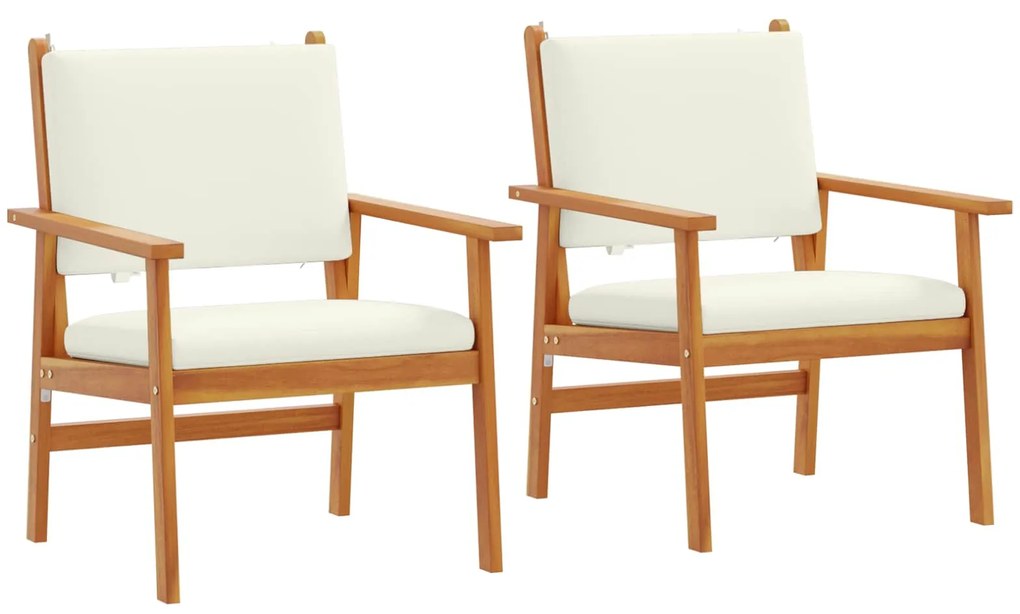 vidaXL Cadeira de Jardim 2 pcs Branco Creme Madeira Sólida de Acácia