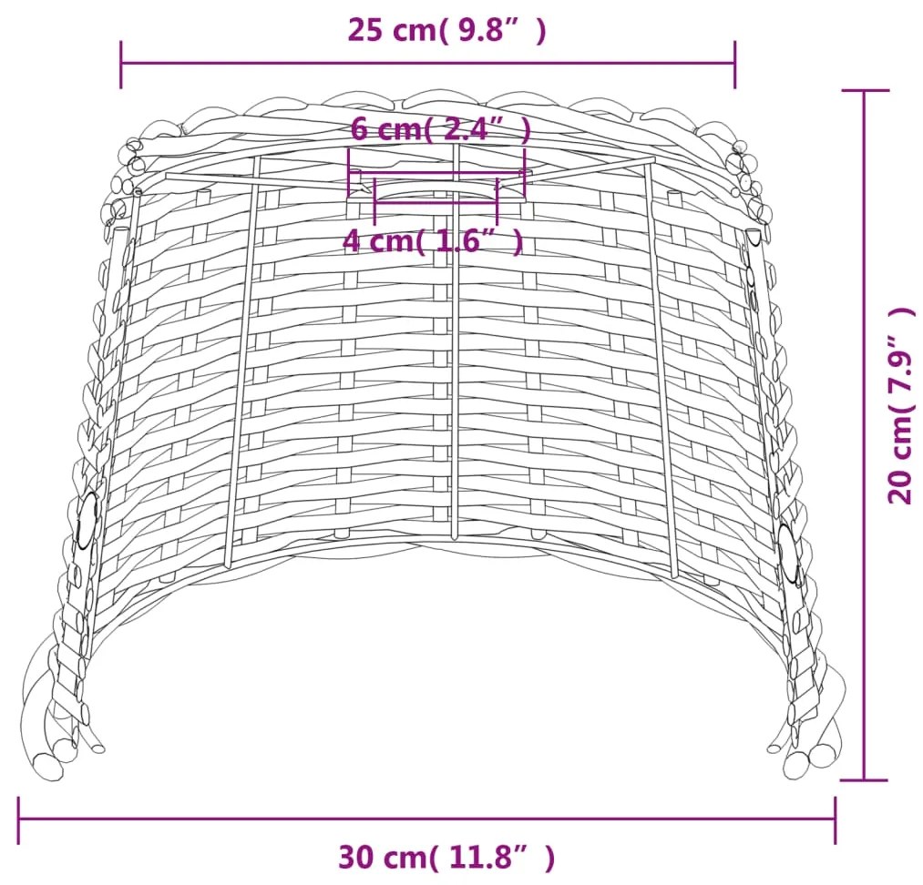 Abajur de teto Ø30x20 cm vime castanho