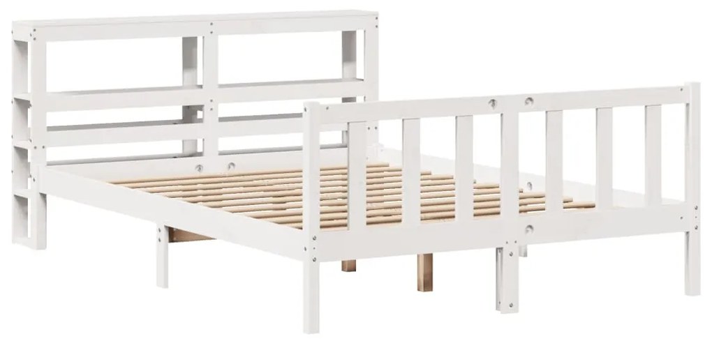 Cama sem colchão 140x190 cm madeira de pinho maciça branco