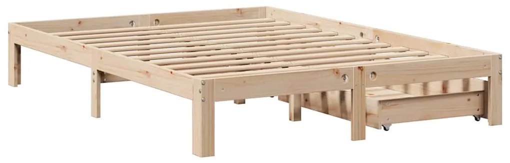Estrutura de cama c/ gavetas 140x190 cm madeira de pinho maciça