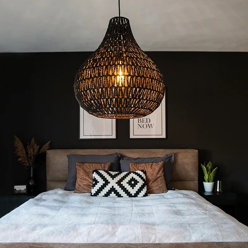 Candeeiro de suspensão retro preto 45 cm - Lina Drop