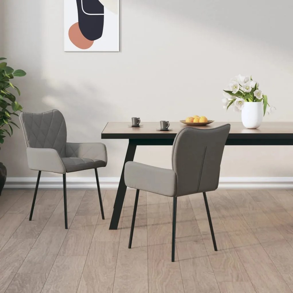 vidaXL Cadeiras de jantar 2 pcs tecido cinzento-claro