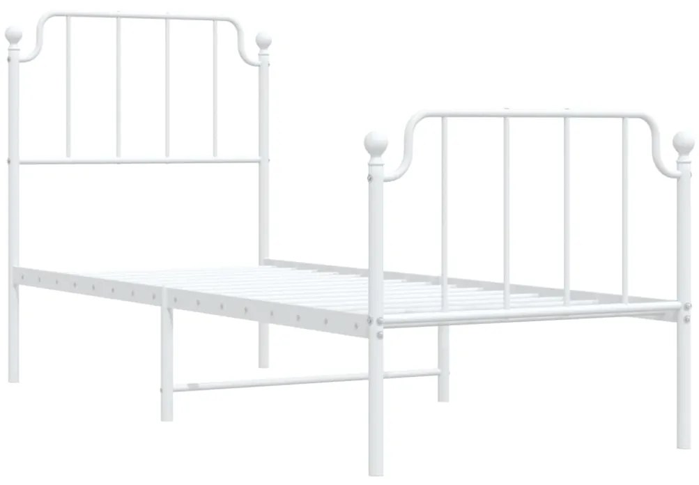 Estrutura de cama com cabeceira e pés 75x190 cm metal branco